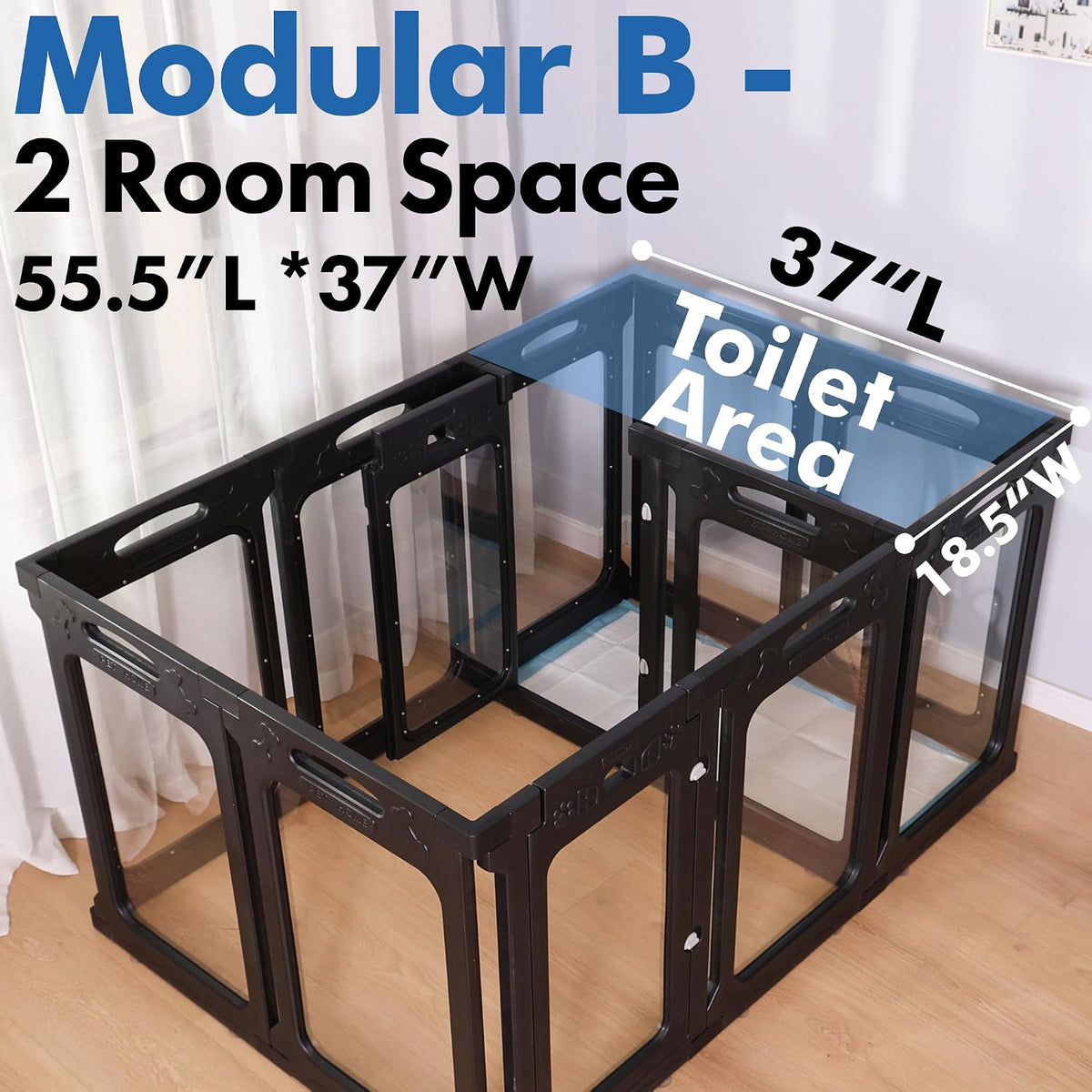 clear acrylic dog playpen indoor, 30" h, 12, side view