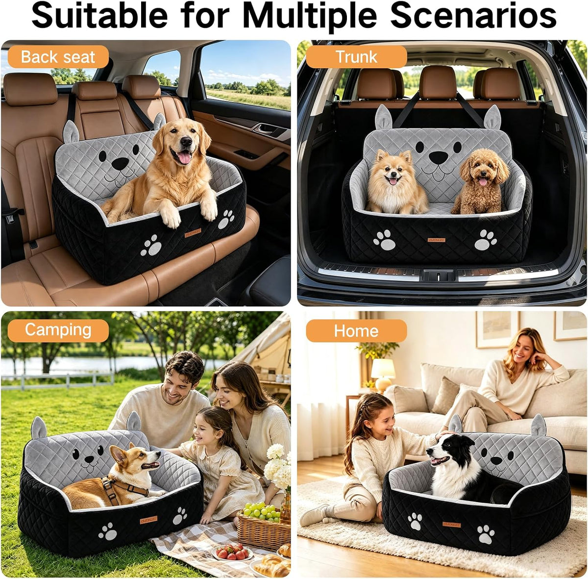large dog car seat for dogs up to showing dimensions