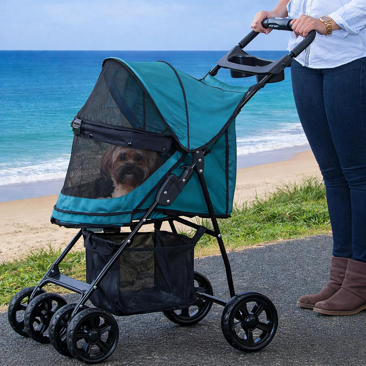 pet gear no-zip happy trails lite pet stroller, main product view