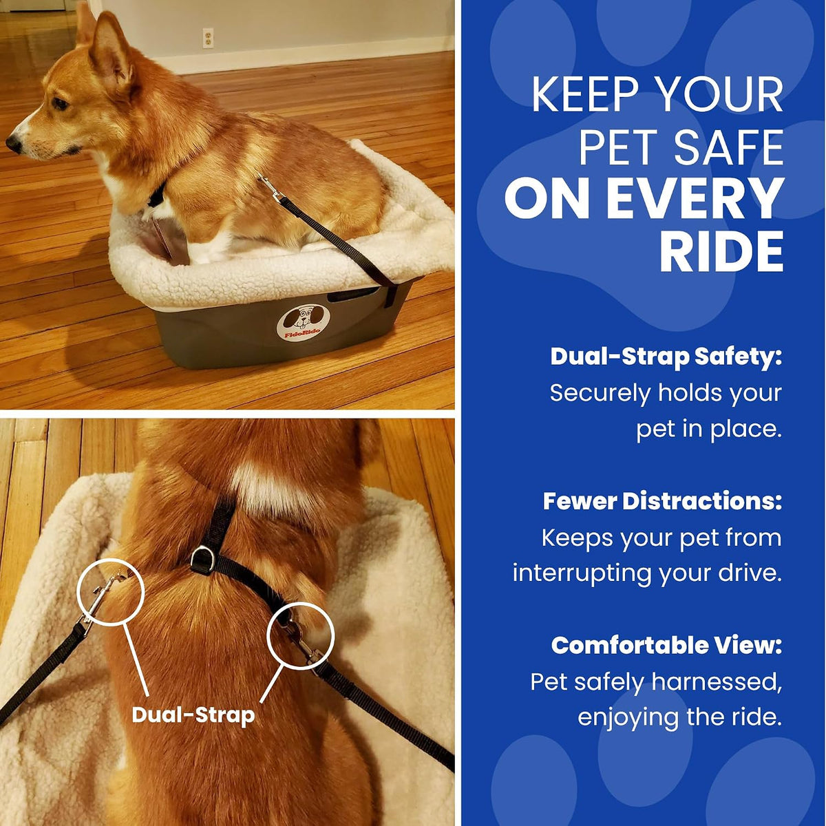 fidorido dog car seat - pet booster seat showing dimensions