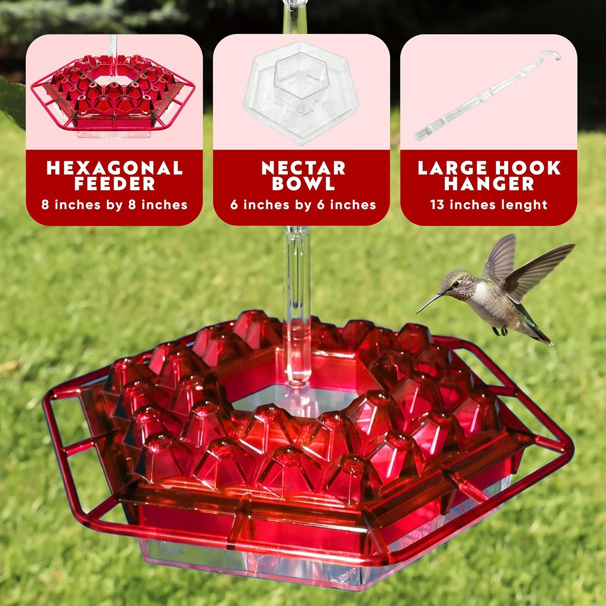 lil sweety hummingbird feeder for outdoors hanging, 12 showing dimensions