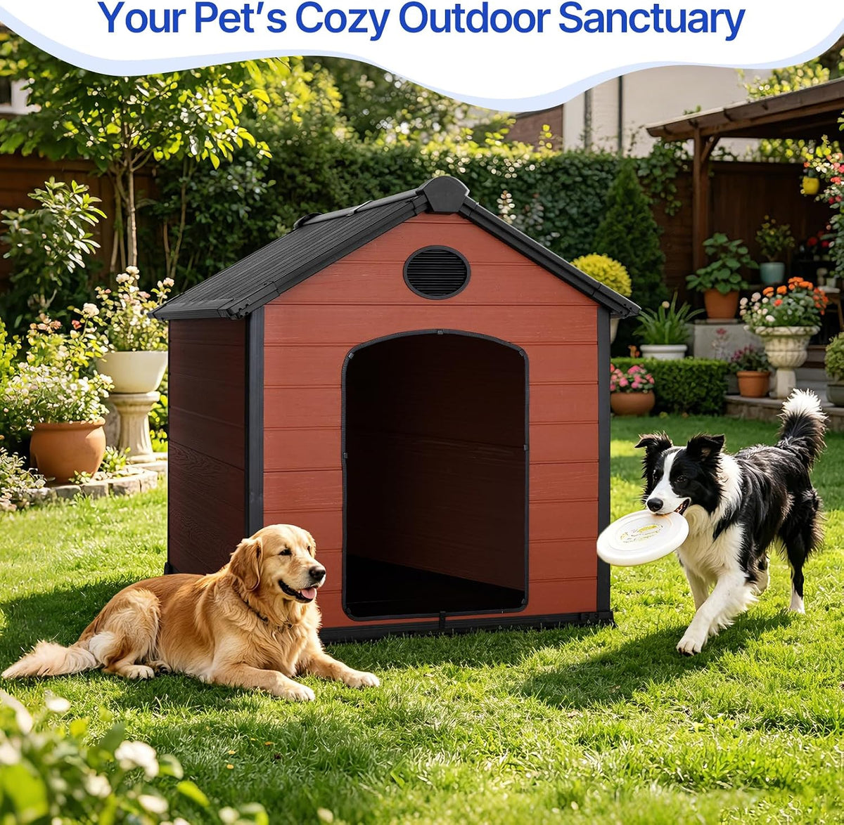 ehhly 57" extra large dog house outdoor,durable resin on a desk or shelf