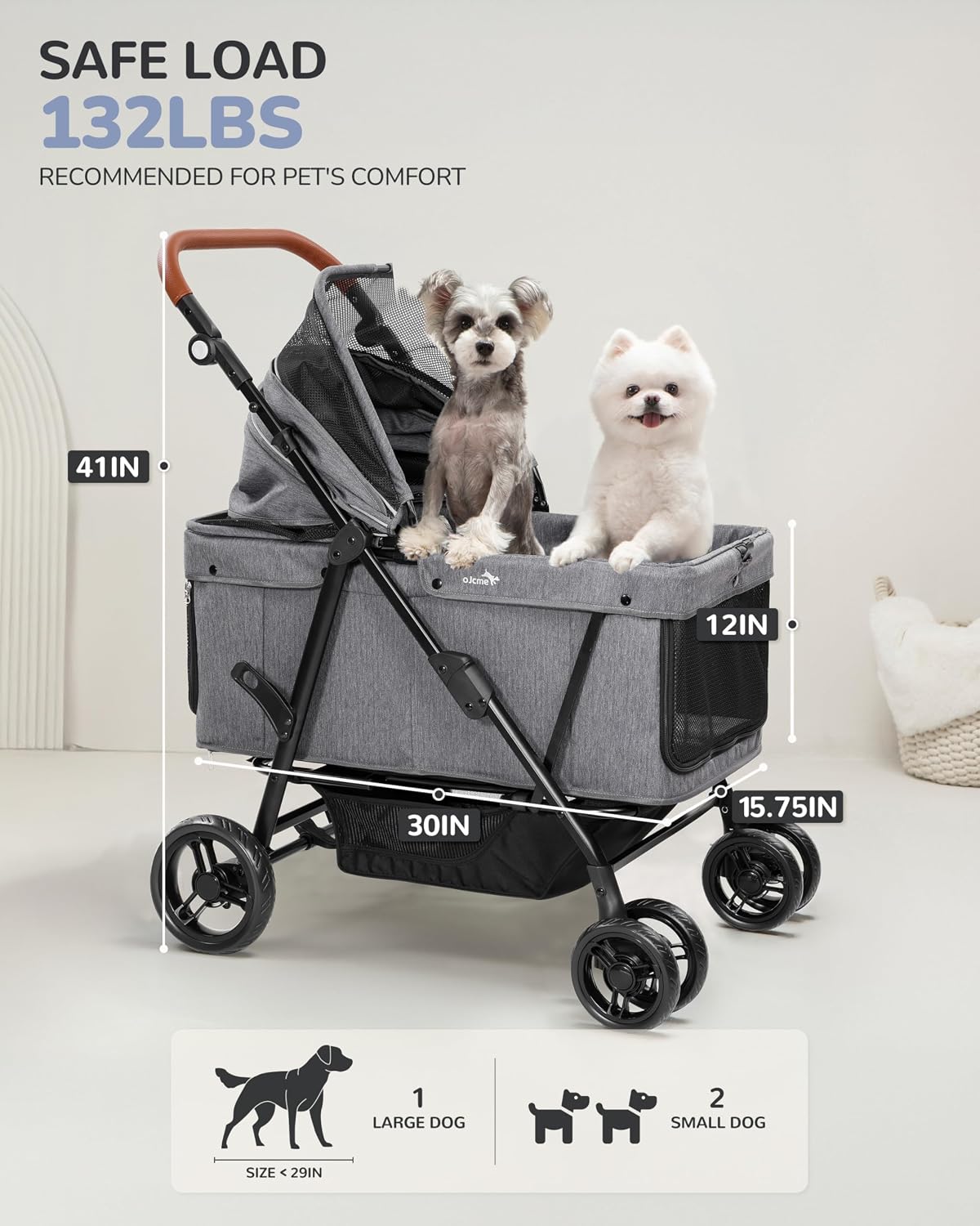 dog stroller for large & medium dogs (20–132, close-up detail