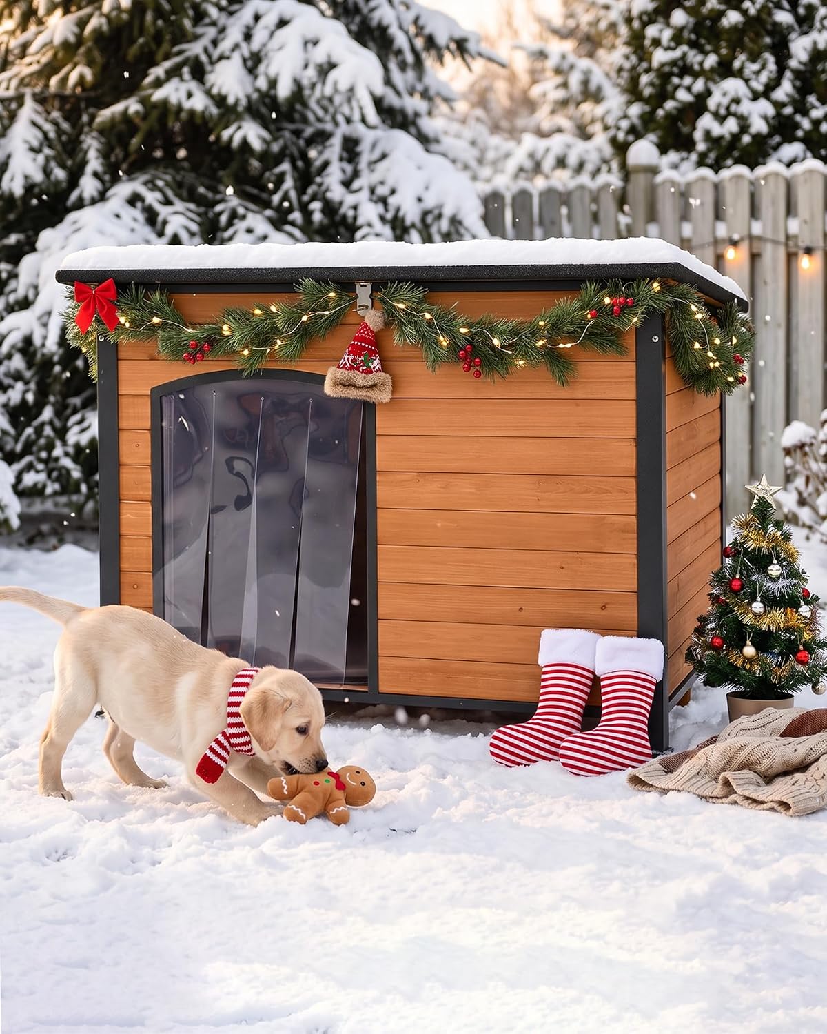 heated dog house outdoor weatherproof wood kennel for, package contents