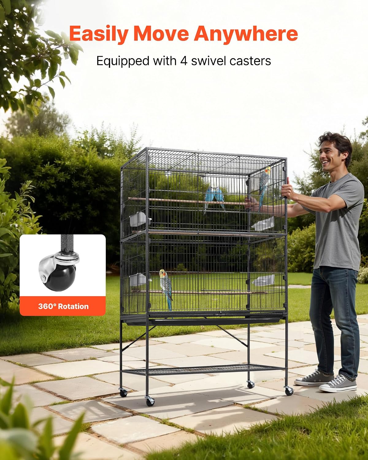 vevor bird cage, 36.6 x 22.8 x 59.5 showing dimensions