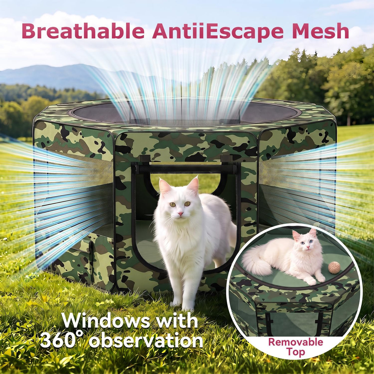bestpet portable dog & cat playpen foldable enclosed shown in use