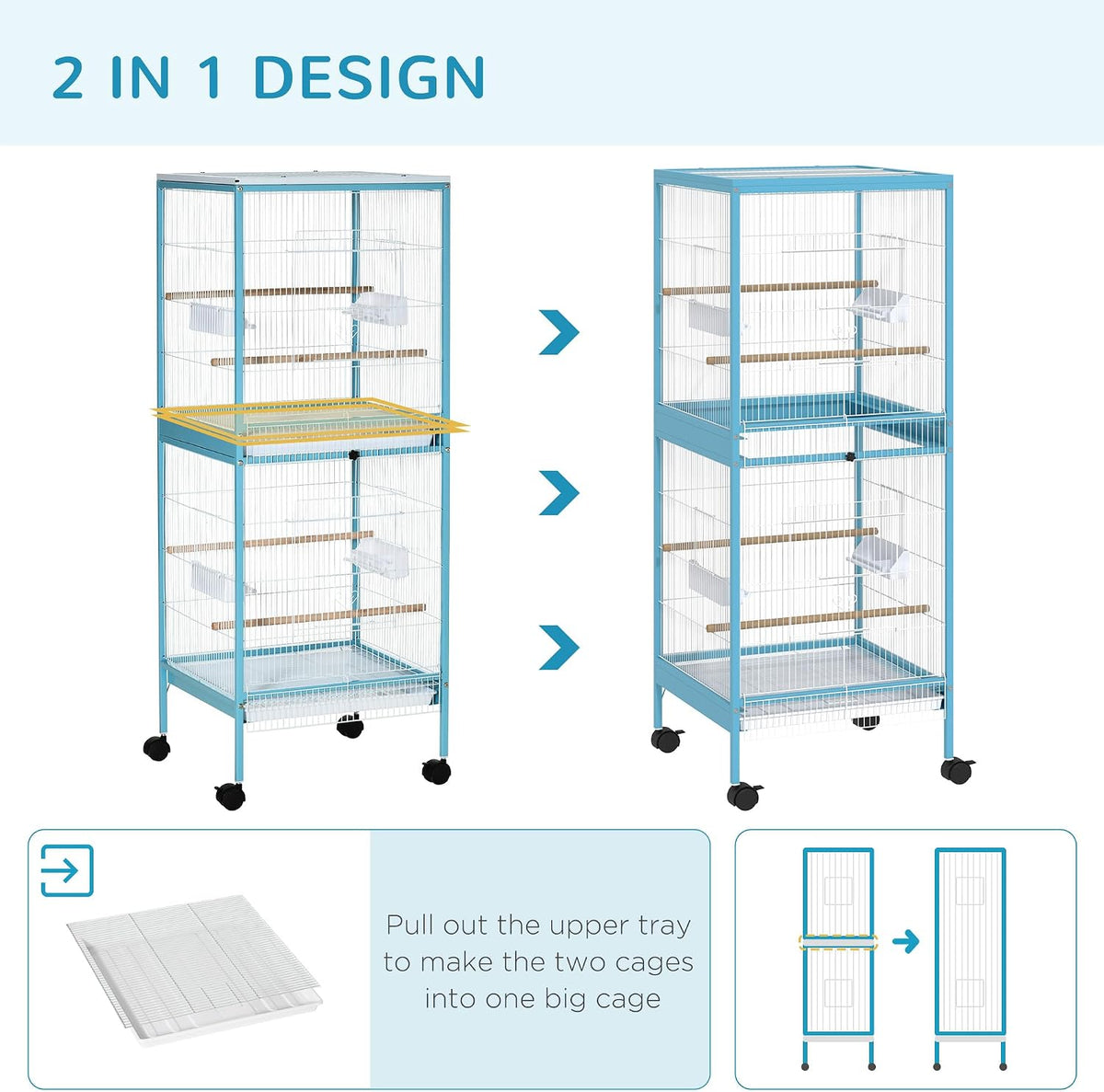 pawhut large bird cage 1.7 ft. width for, close-up detail