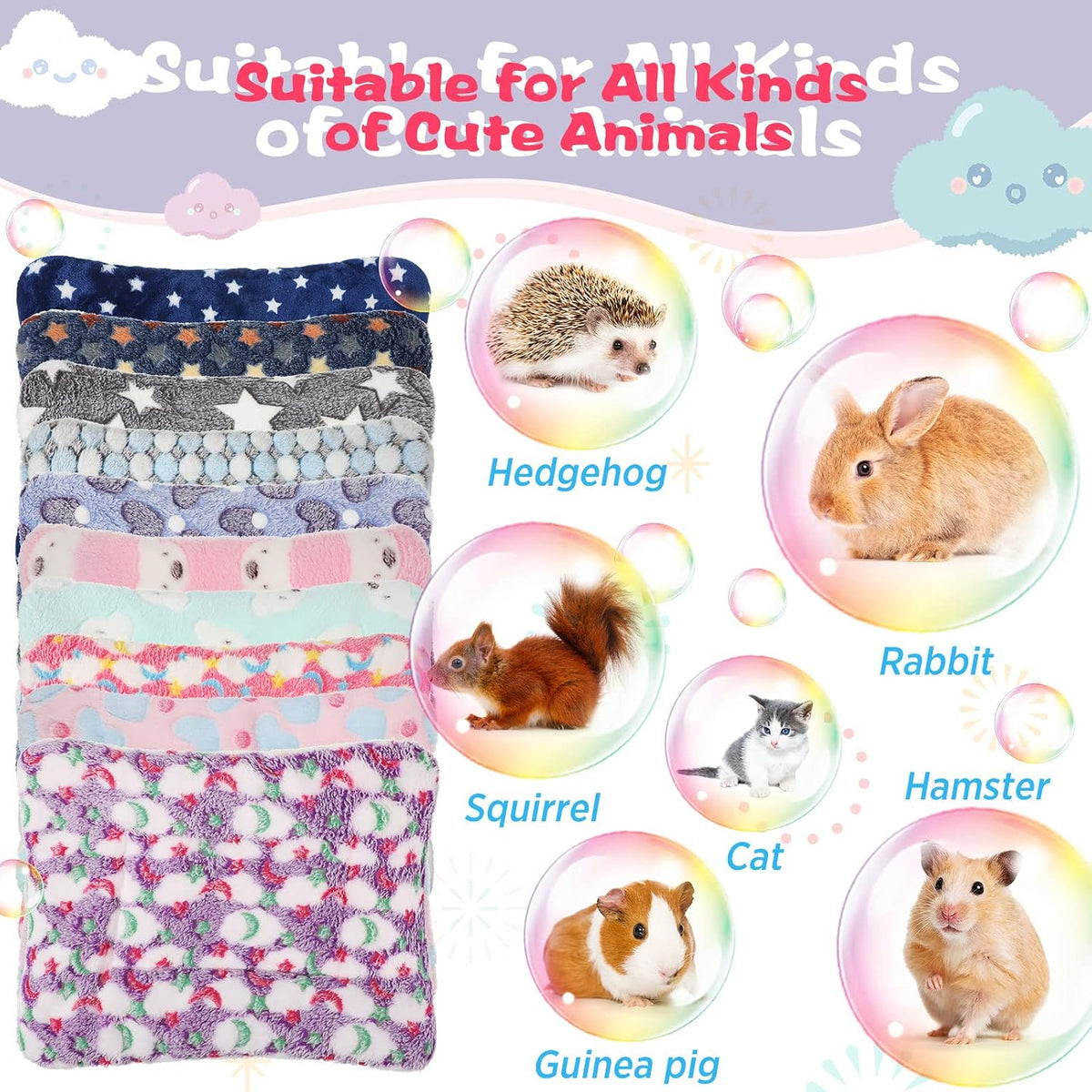 guinea pig bed mat with cleaning dustpan brush, side view
