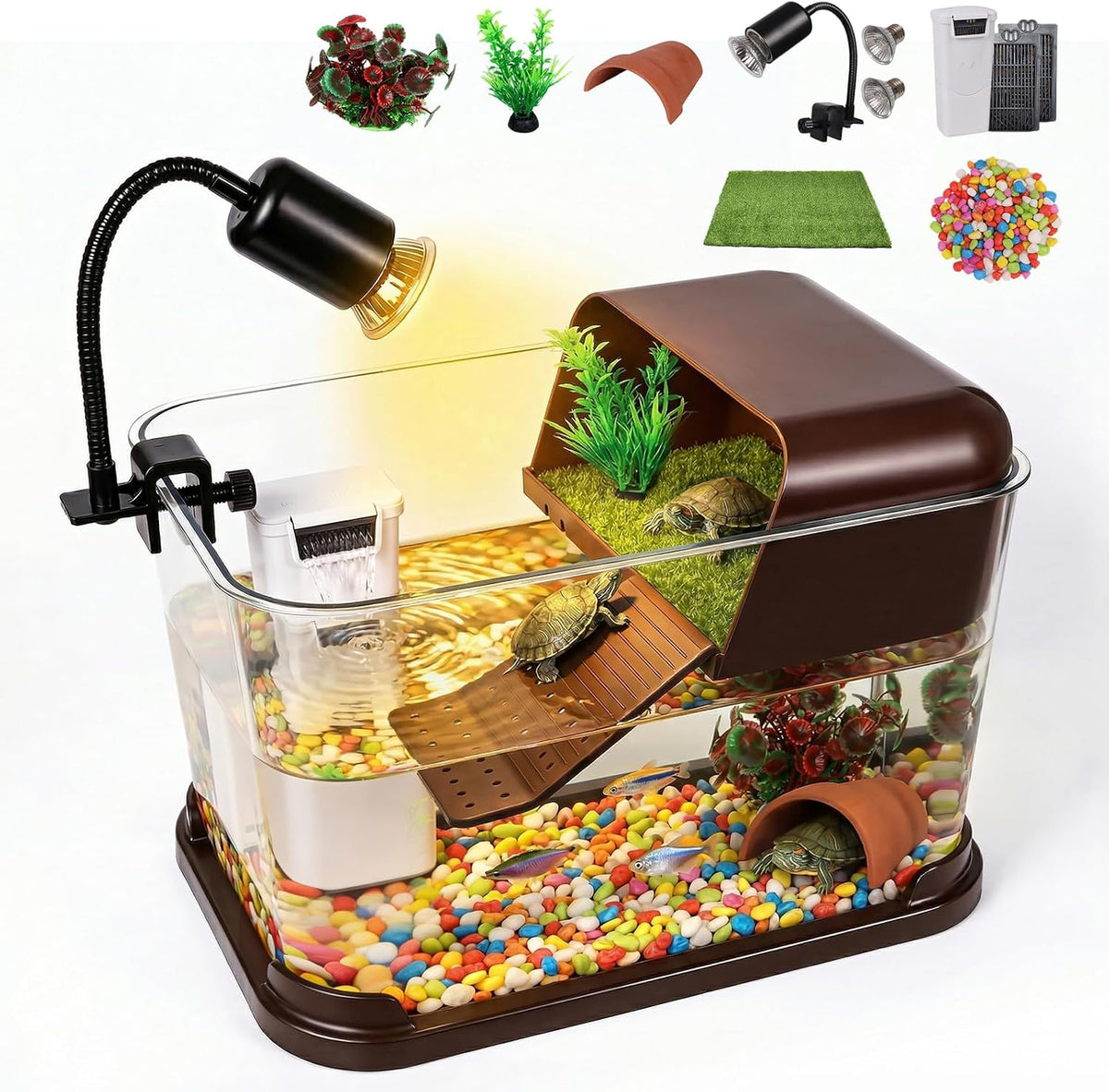 turtle tank starter kit,all-in-one aquatic turtle aquarium habitat, main product view