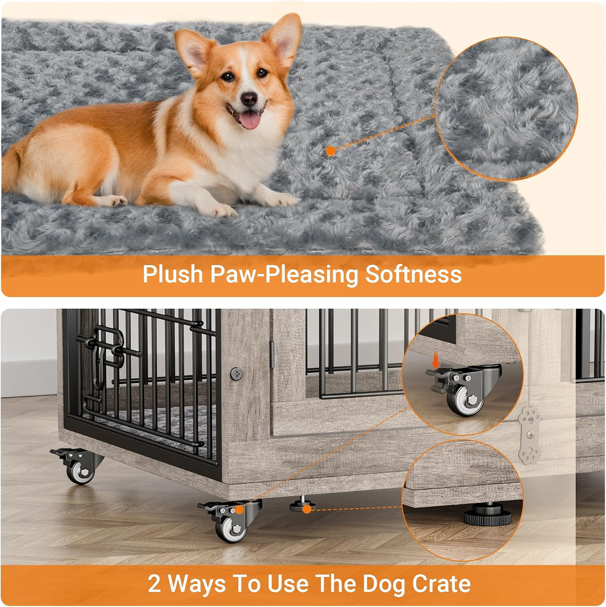 medium dog crate furniture, 32'' heavy duty kennel, front angle view
