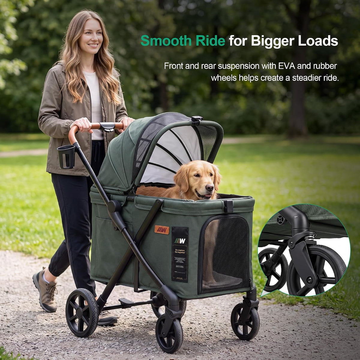 jwx pet stroller for medium and large dogs on a desk or shelf