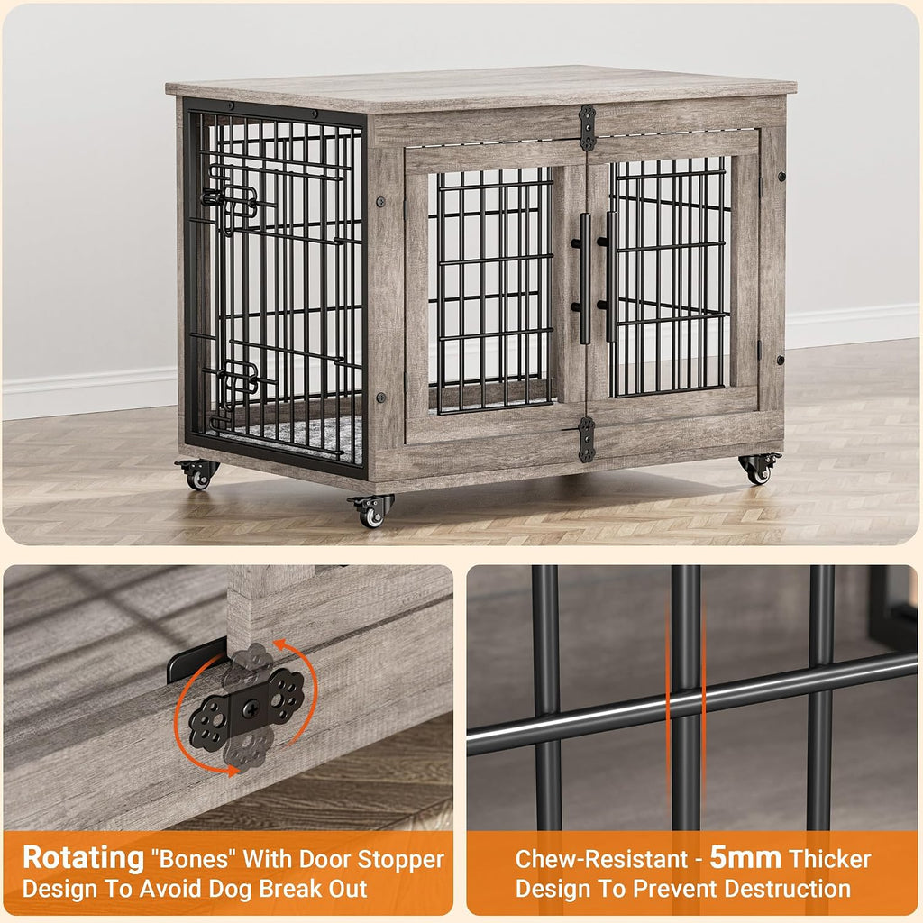 medium dog crate furniture, 32'' heavy duty kennel on a desk or shelf