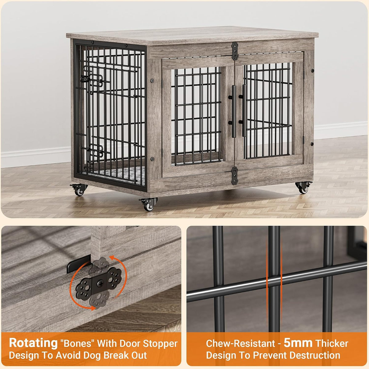 medium dog crate furniture, 32'' heavy duty kennel on a desk or shelf