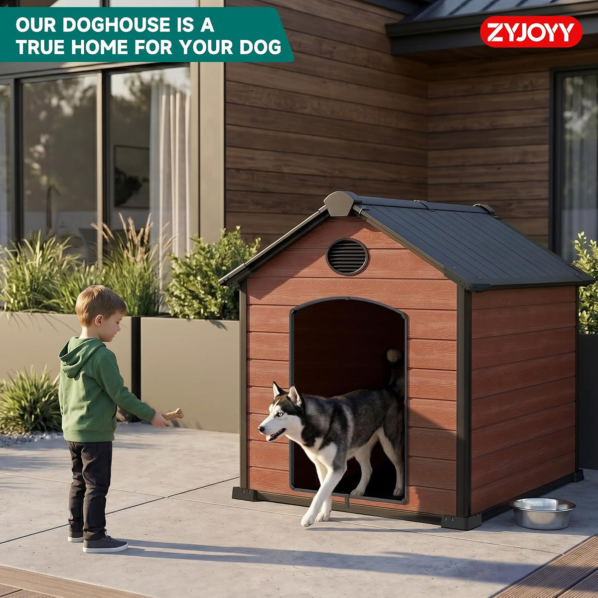 xxl dog house for large dogs outside, extra, front angle view