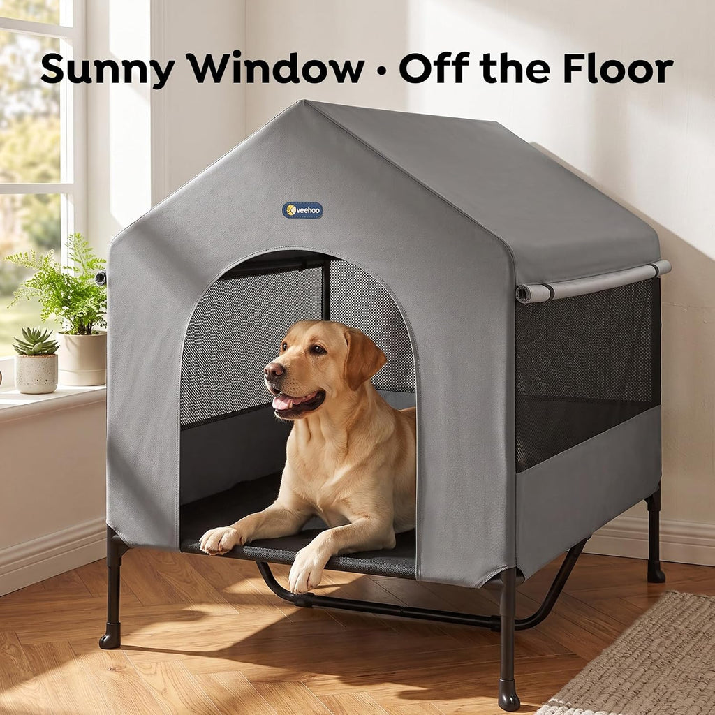 veehoo 47" dog house, 2-in-1 x-large dog house, side view