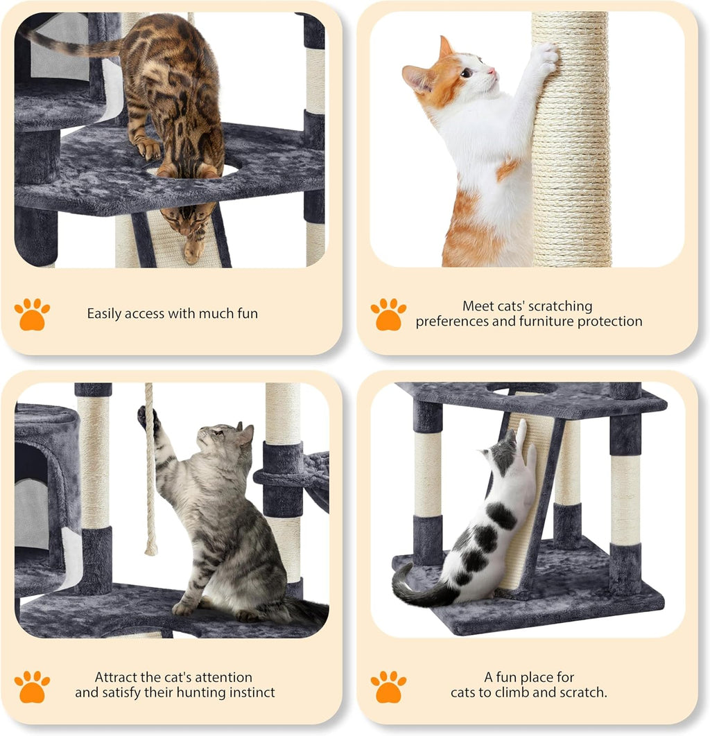 yaheetech 79in multi-level tall cat tree for multiple, package contents