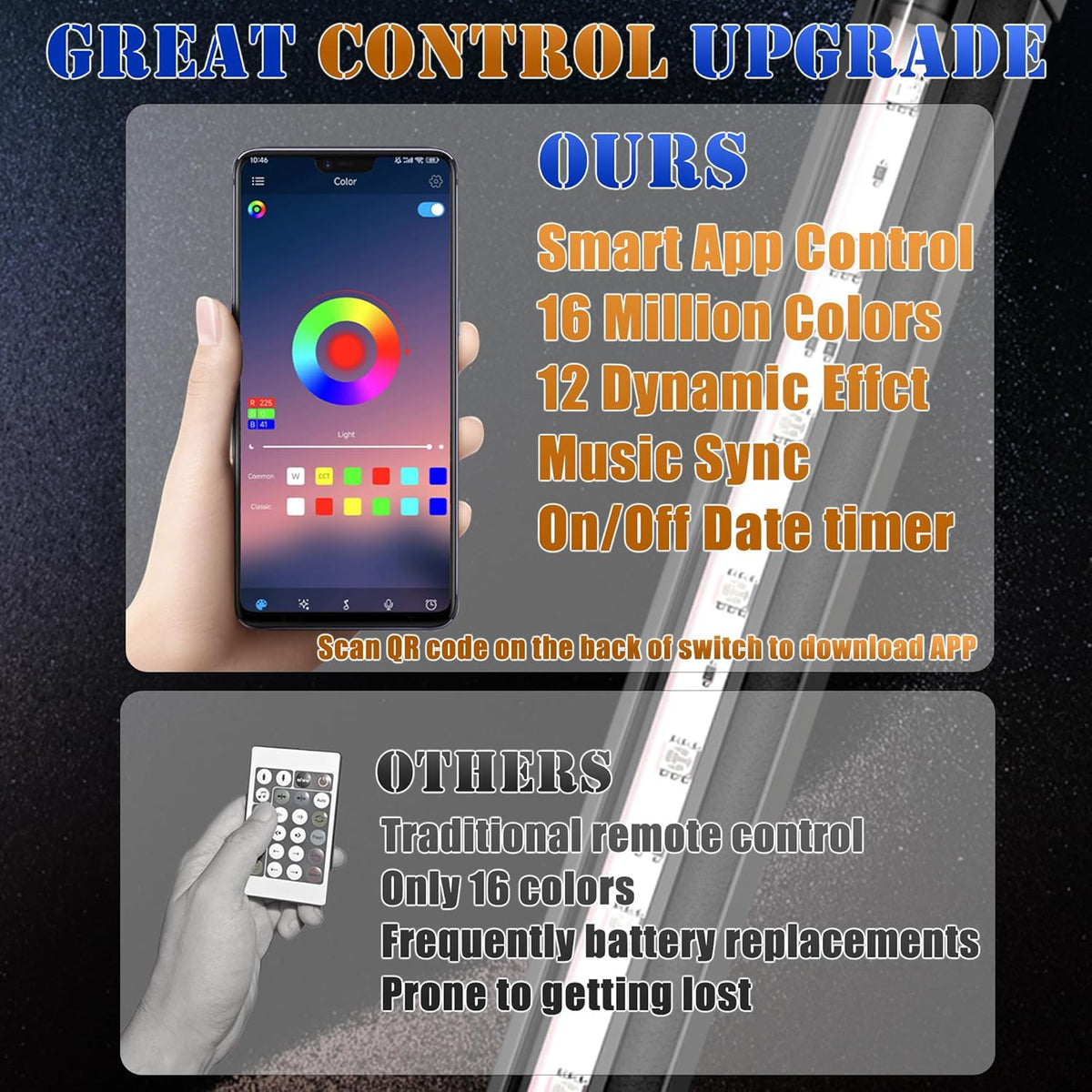smart app-controlled led aquarium light with 16 million shown in use