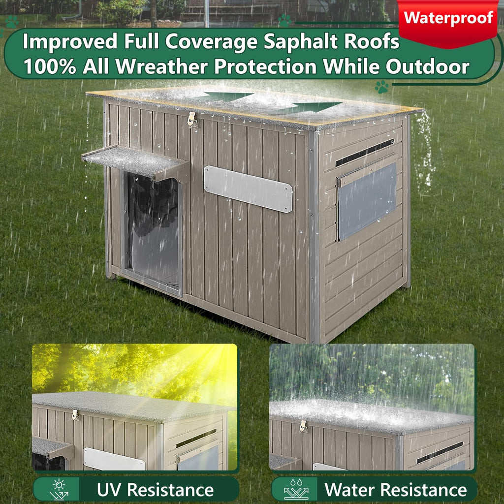 petscosset 43.3" l large outdoor dog house weatherproof, close-up detail