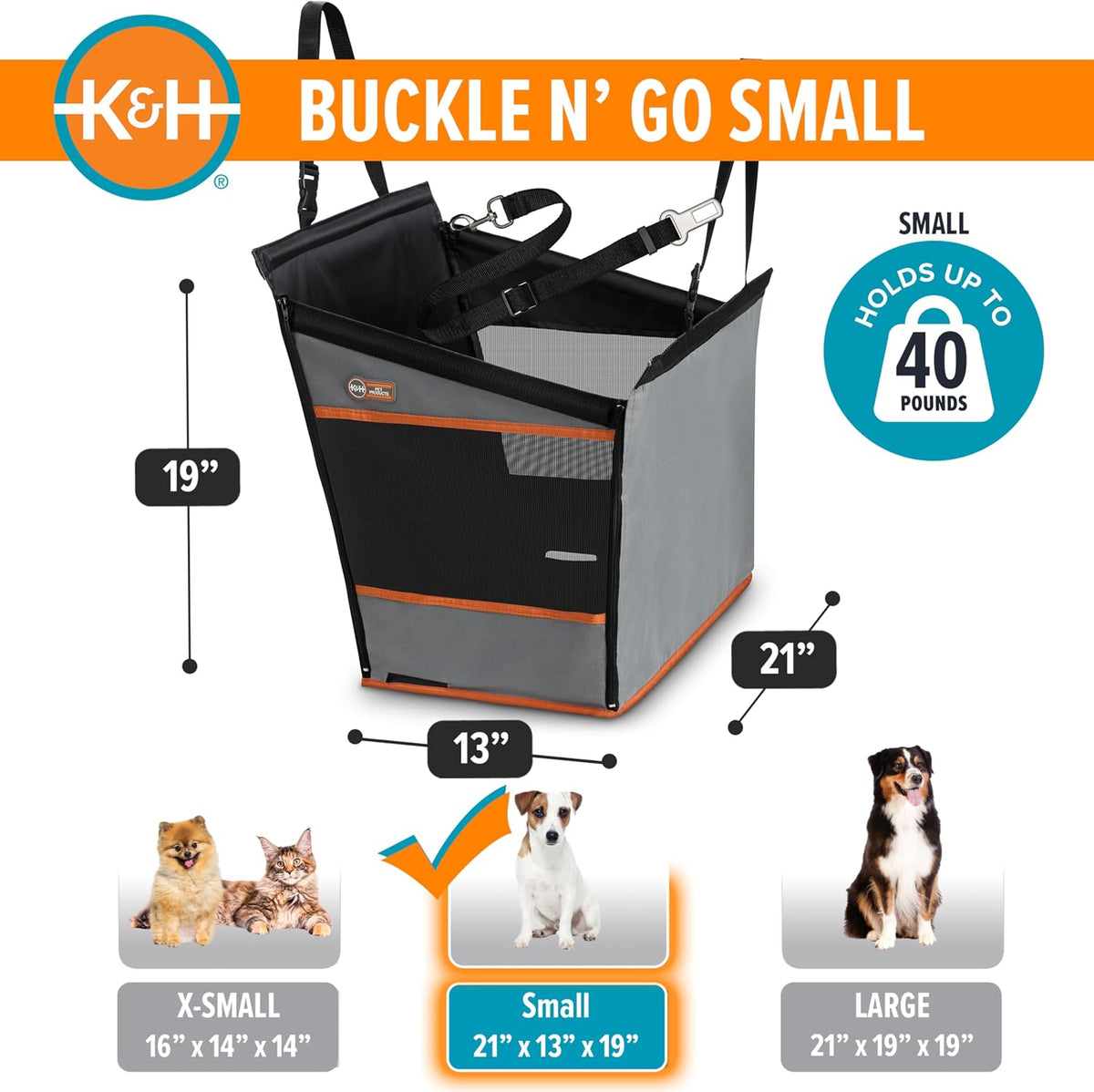 k&h buckle n go dog car seat for, close-up detail