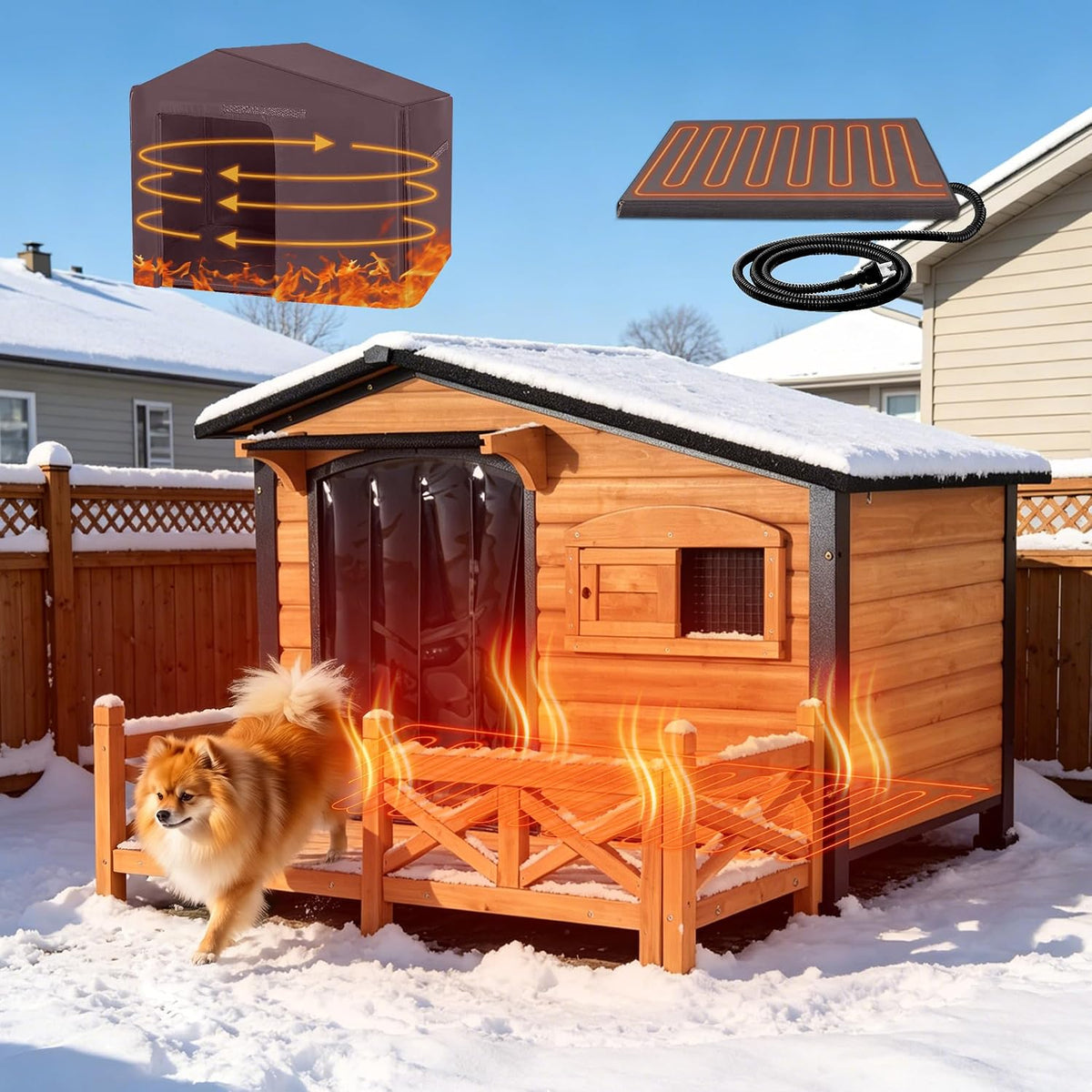 gutinneen heated dog house for outside iron frame, main product view