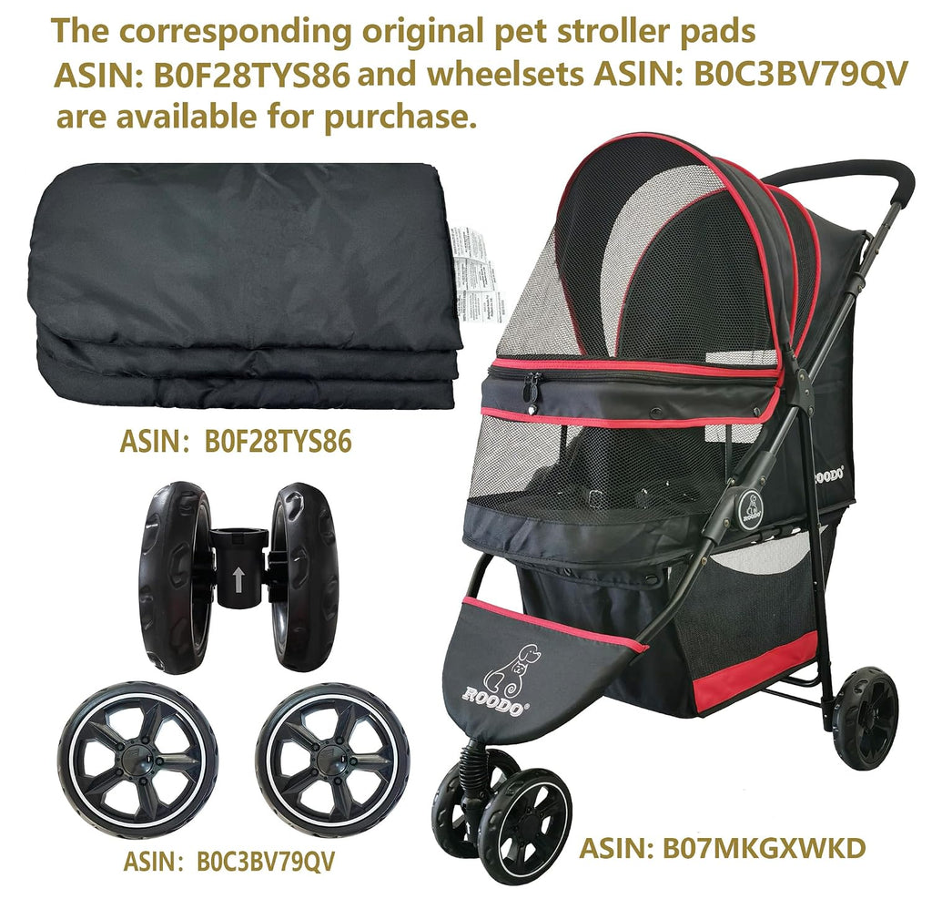 roodo escort 3 wheel dog cat pet stroller, front angle view