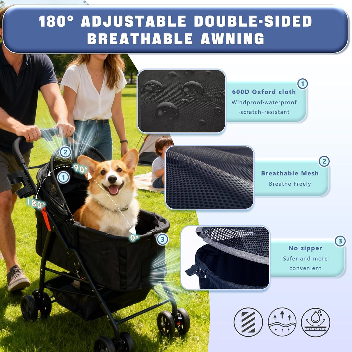 4 wheels pet stroller 4 in 1 pet shown in use