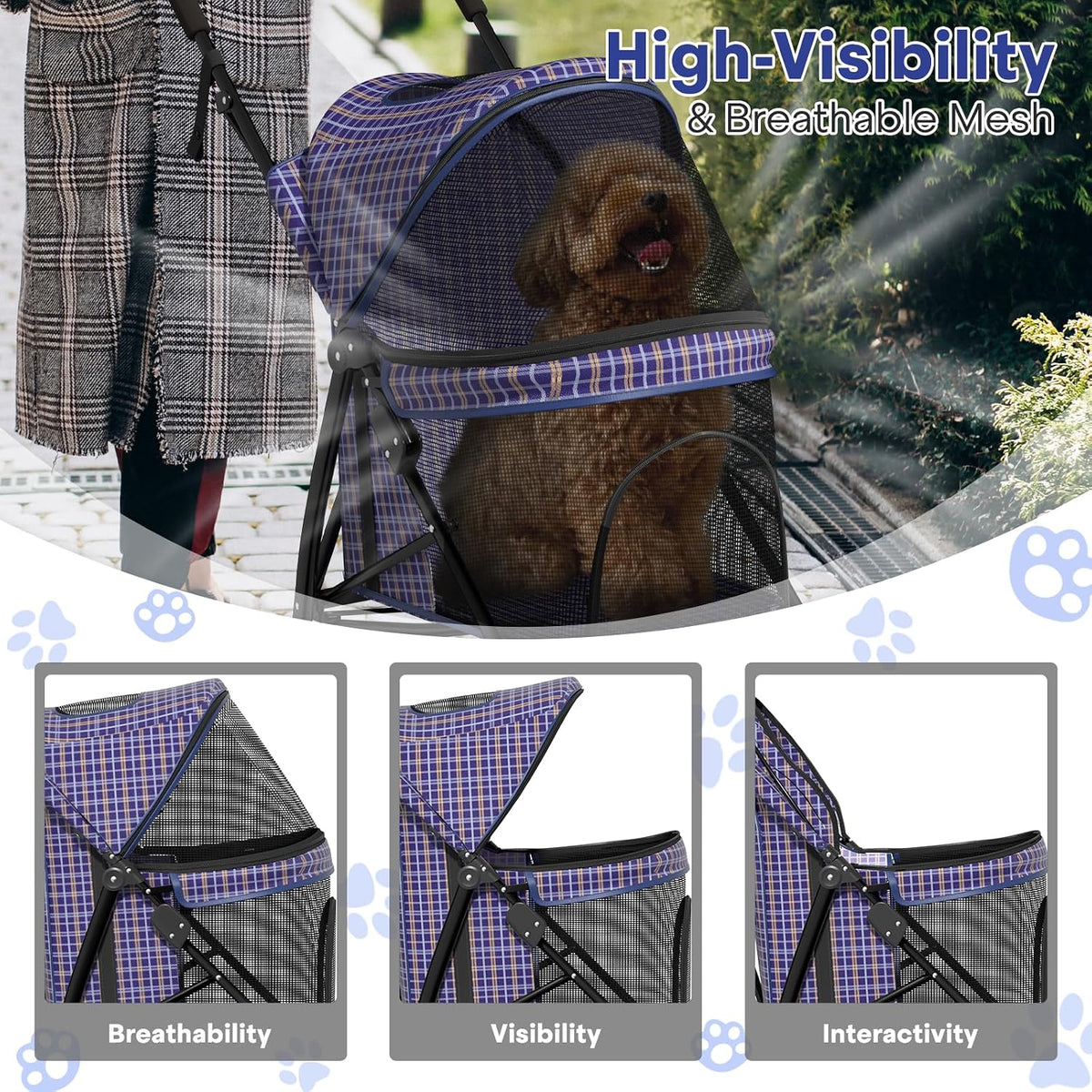 dog stroller for small dogs 10 lbs -22lbs showing dimensions
