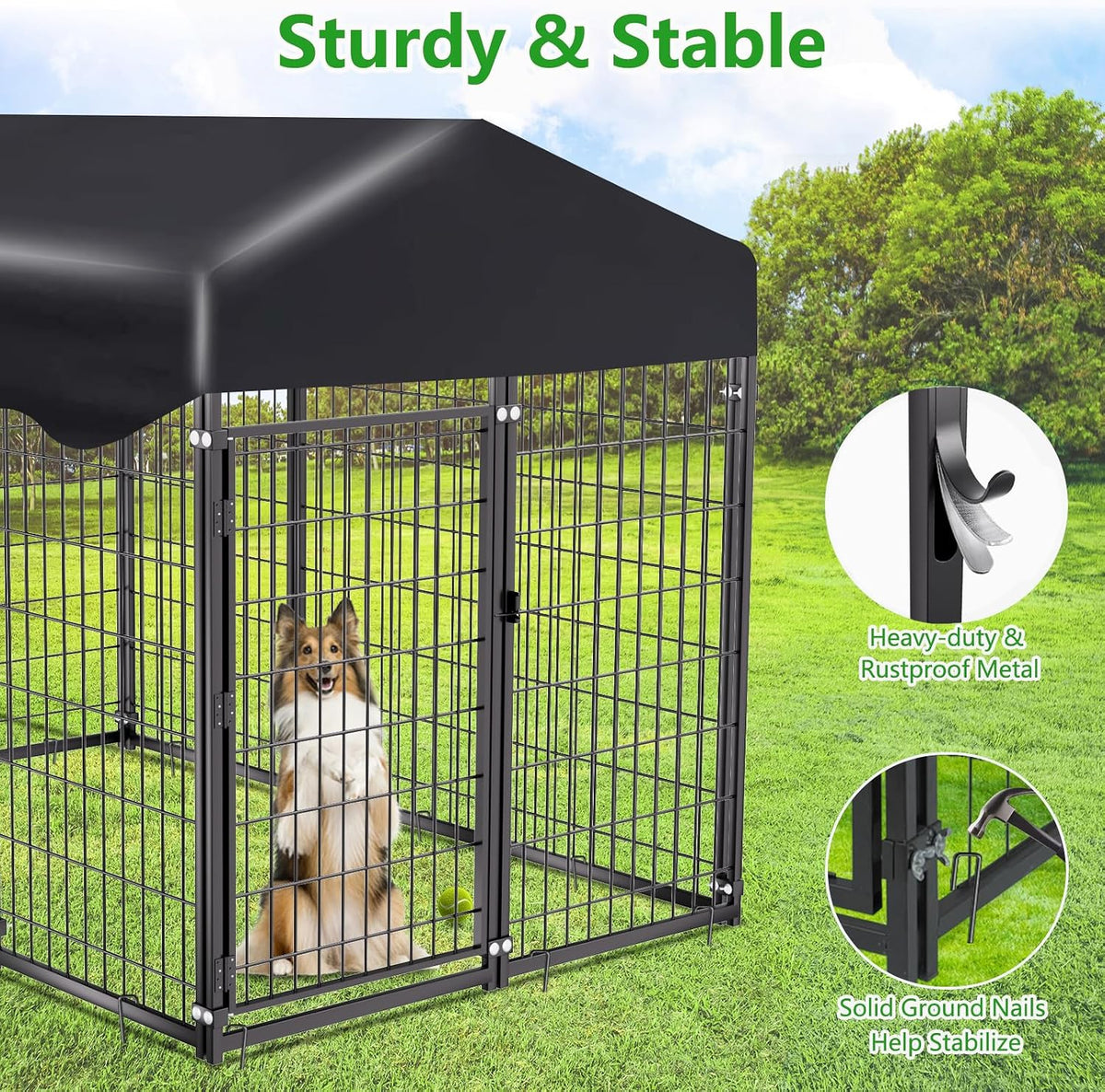 dog kennel outside, 6.2x4x4.5ft dog kennel outdoor with, side view
