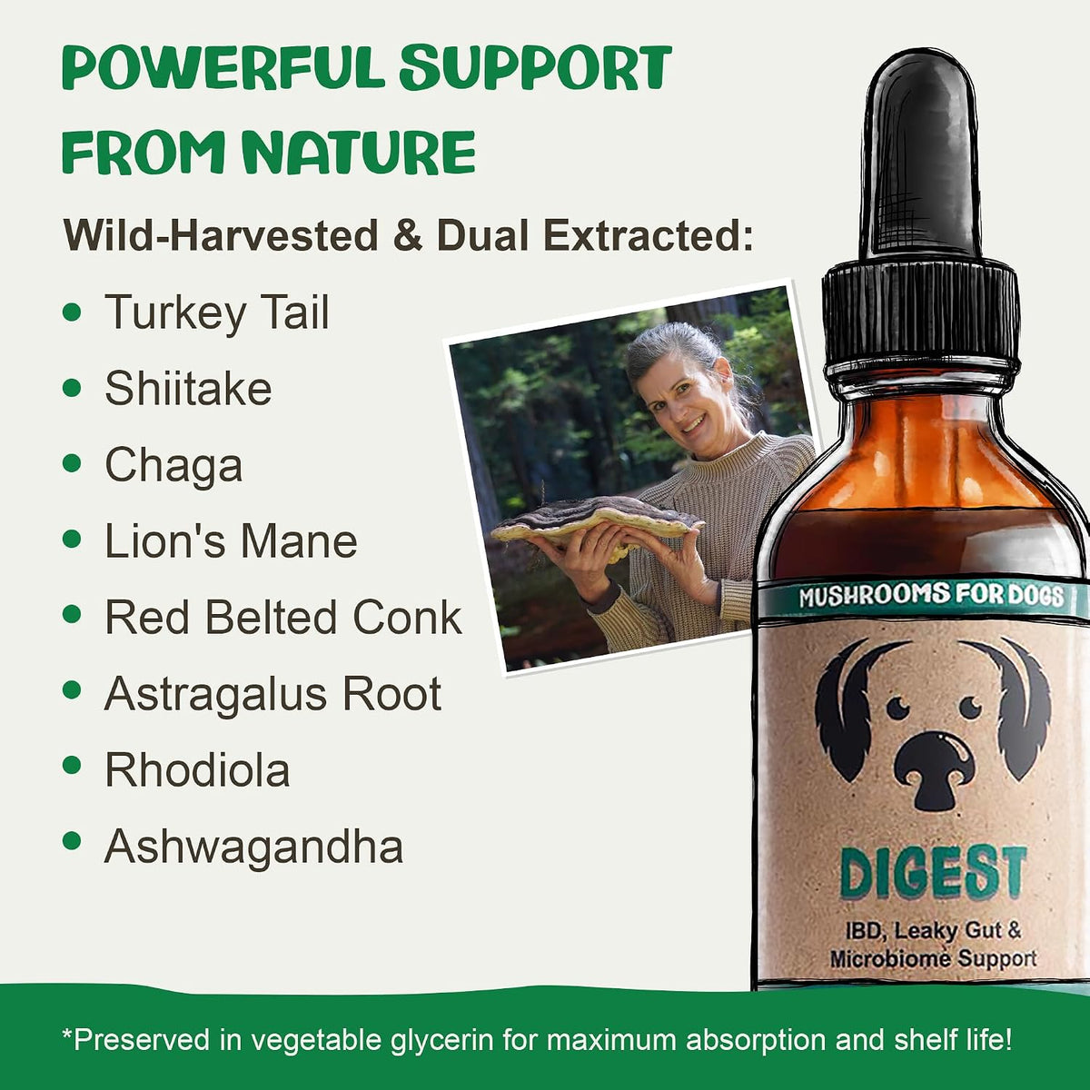mycodog digest, digestive mushroom supplement for dogs for, side view