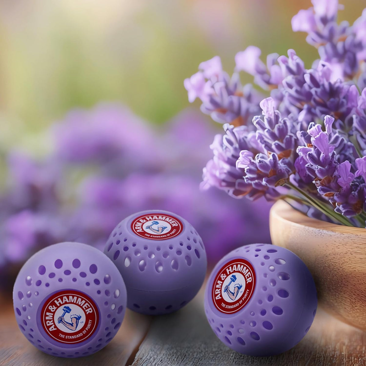 arm & hammer odorbusterz® odor eliminator balls, lavender showing dimensions