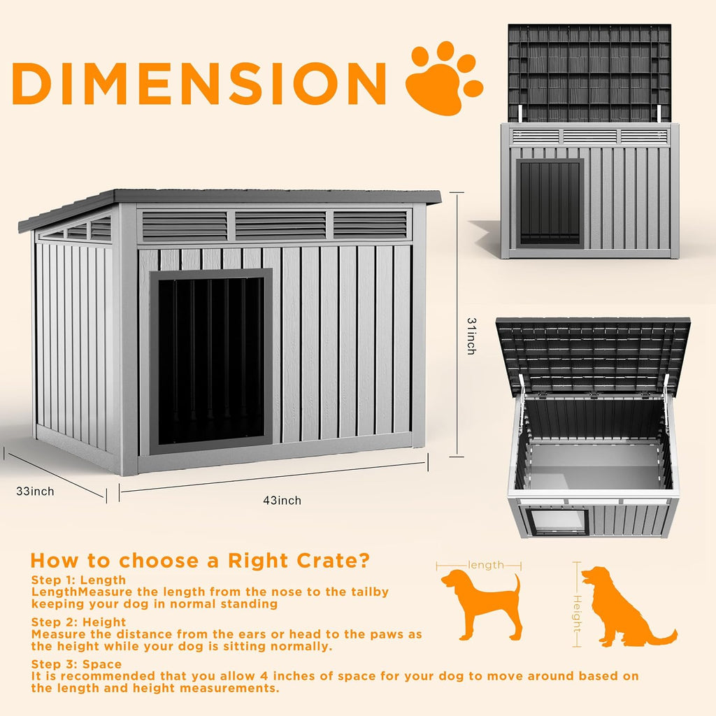 drato dog house, weatherproof resin outdoor dog house, close-up detail