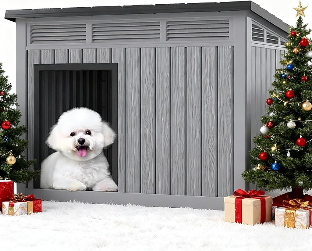 fancyango medium dog house for indoor & outdoor, front angle view