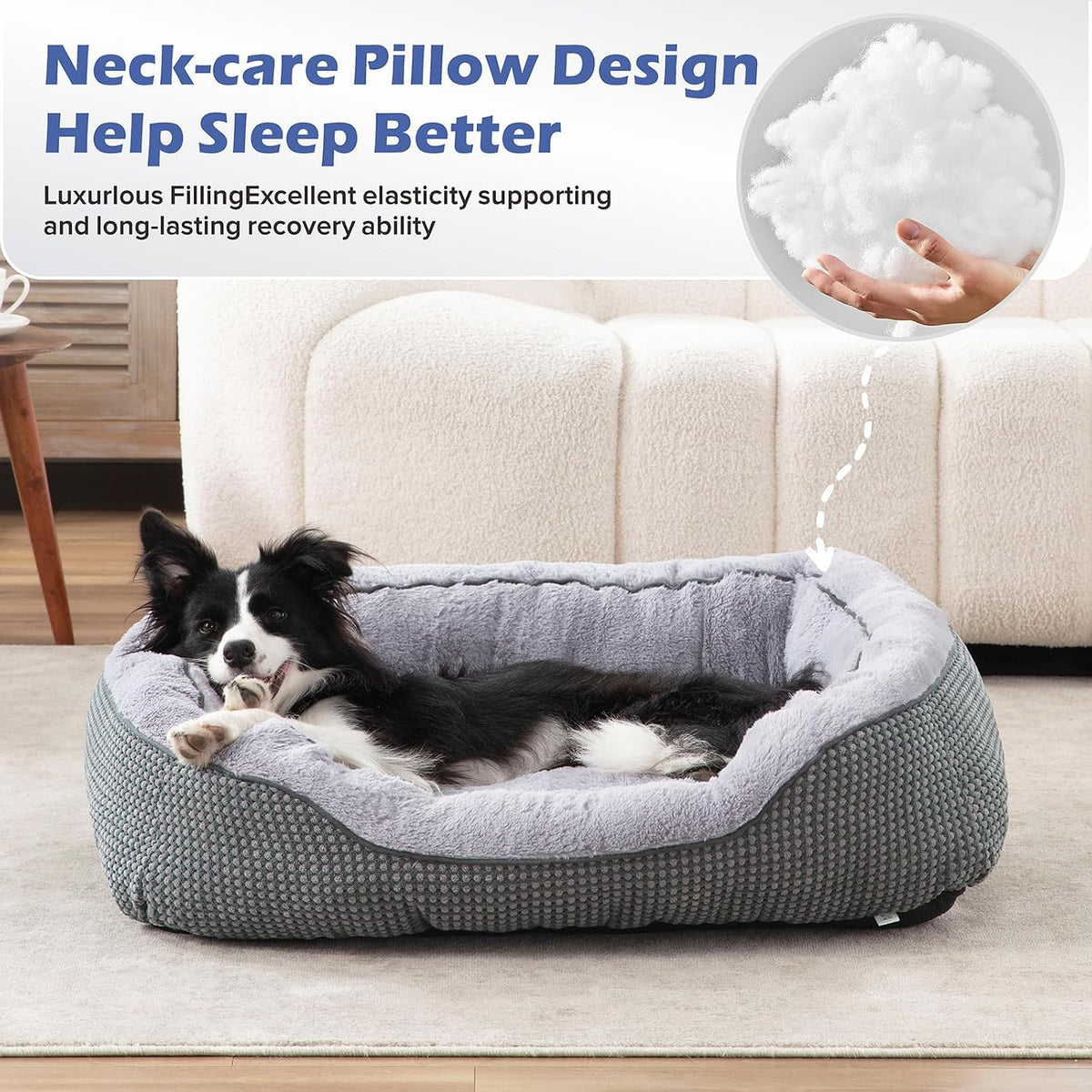 invenho medium dog beds for medium dogs washable, close-up detail