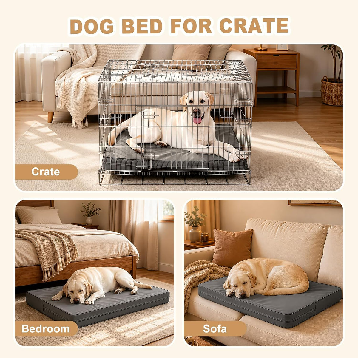 waterproof xl dog bed outdoor large crate pad, side view