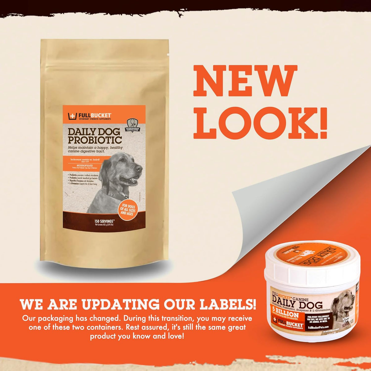 fullbucket daily dog probiotic 150 servings - support shown in use