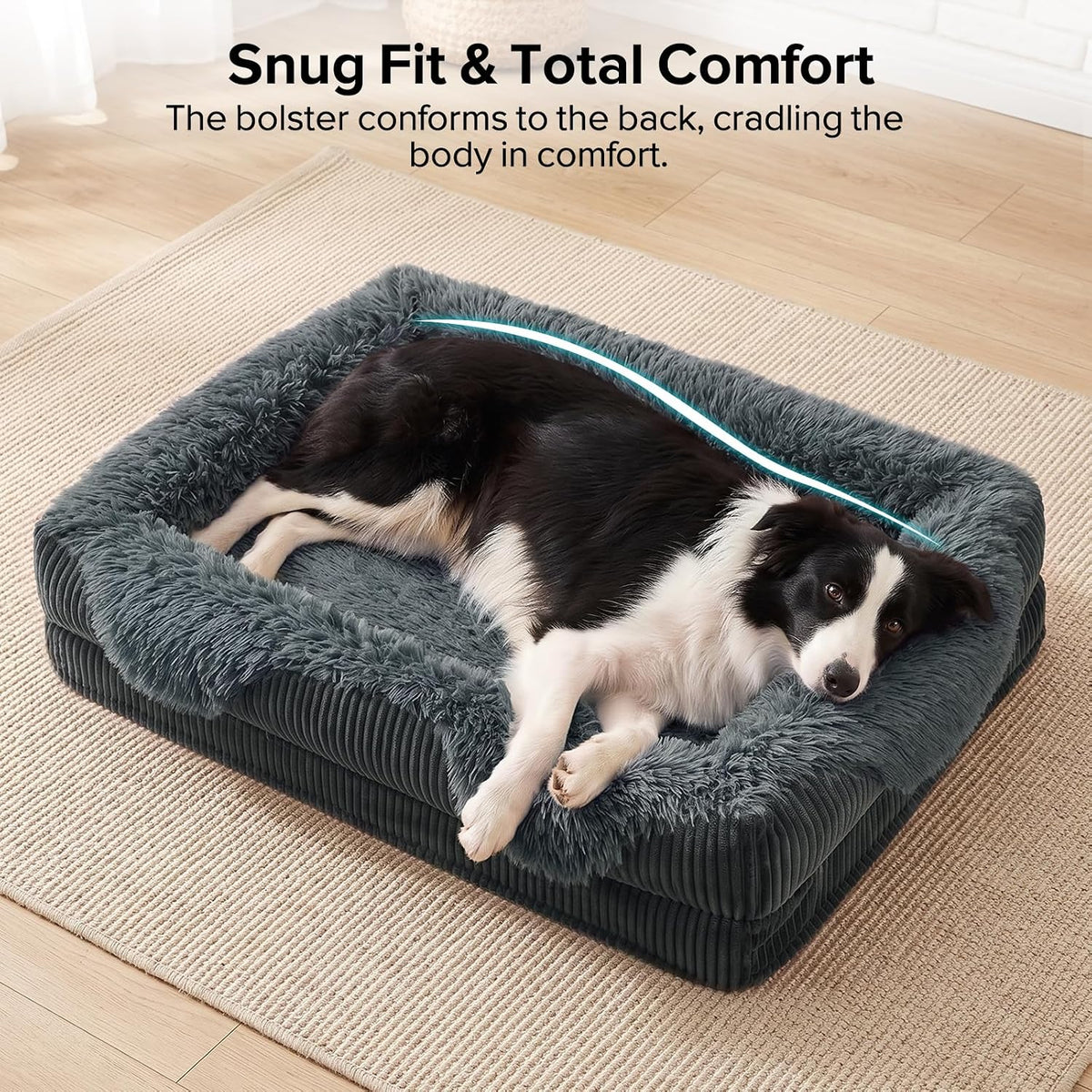 gasur orthopedic dog bed for large sized dog, close-up detail