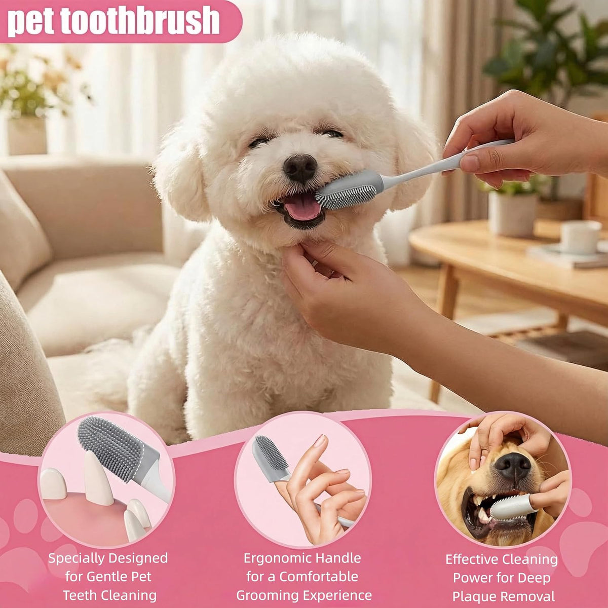 dog bath kit & dog brush kit for showing dimensions