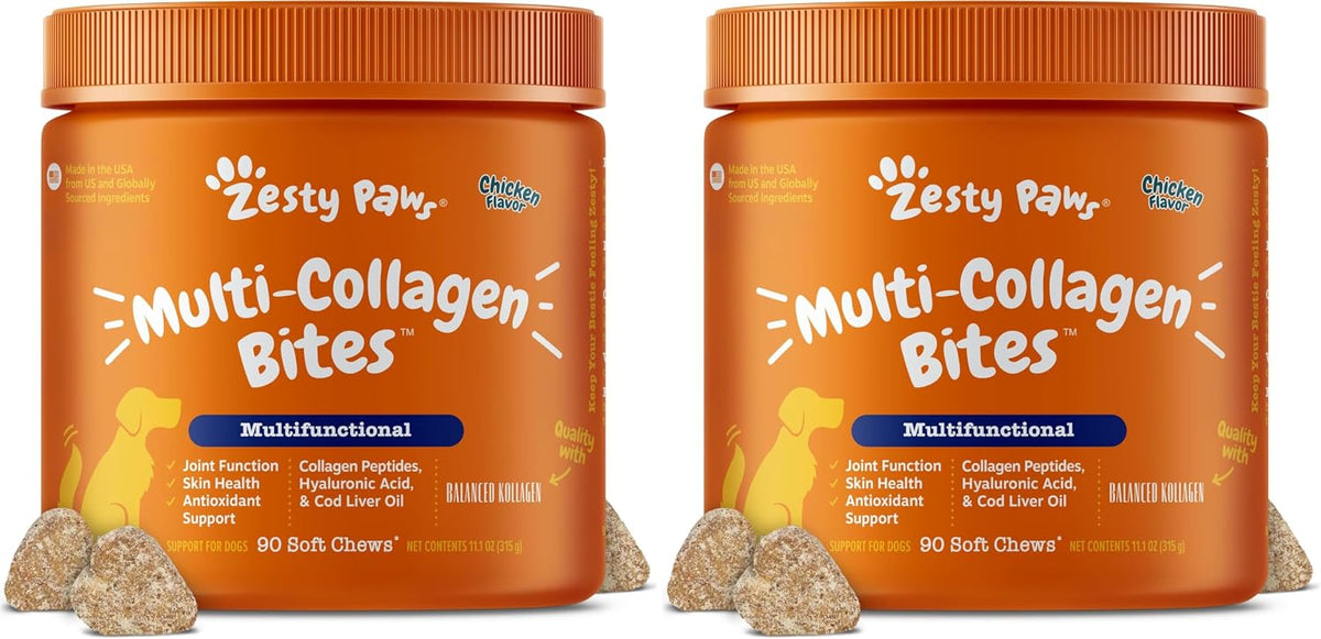 zesty paws multi collagen soft chews for dogs, main product view