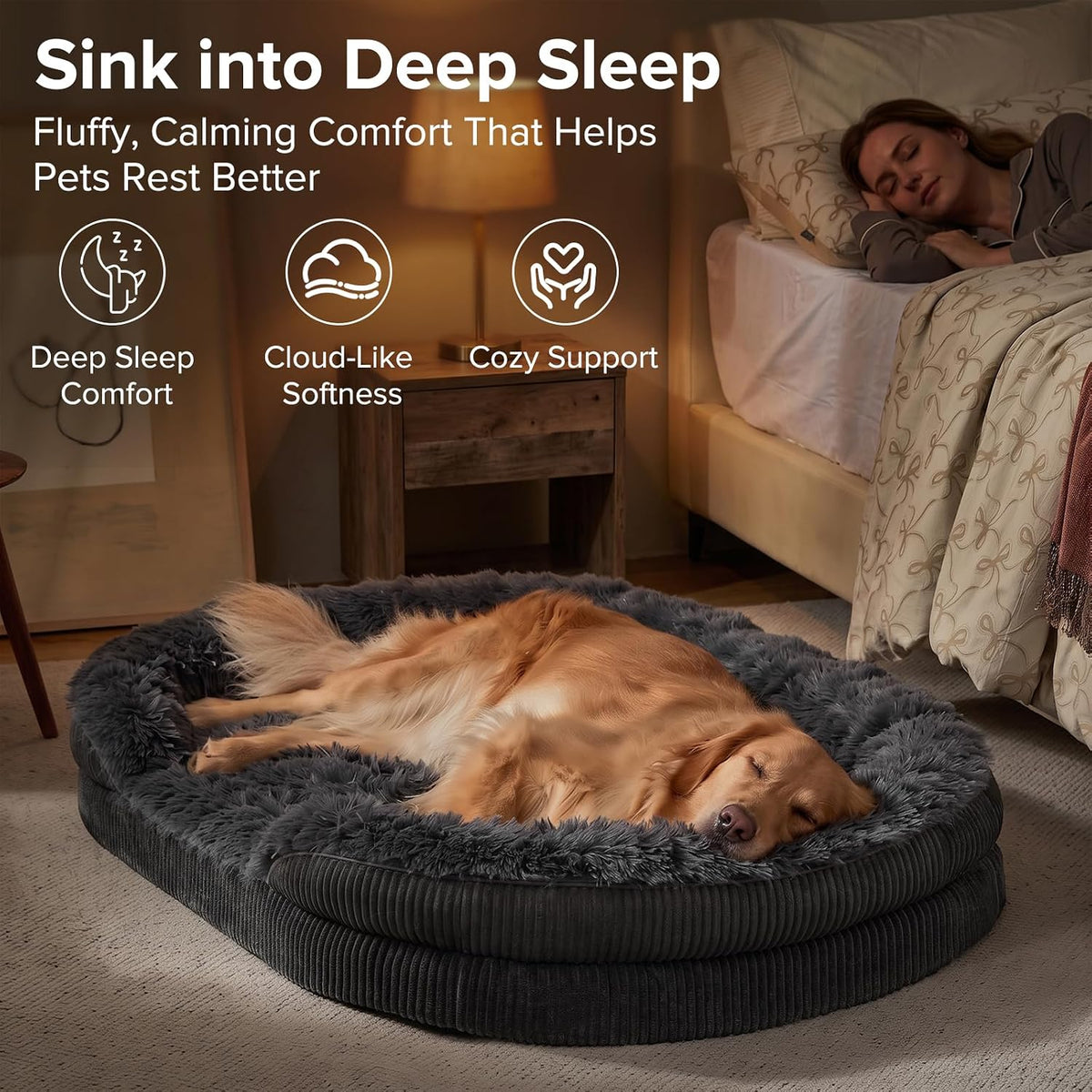 invenho fluffy orthopedic dog beds large sized dog showing dimensions