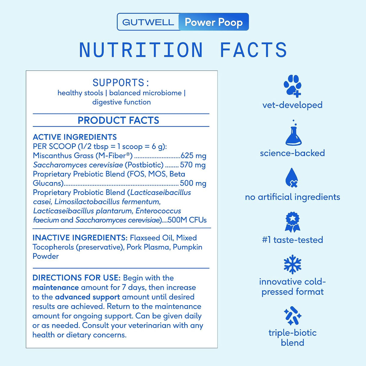 native pet gutwell power poop - digestive support showing dimensions