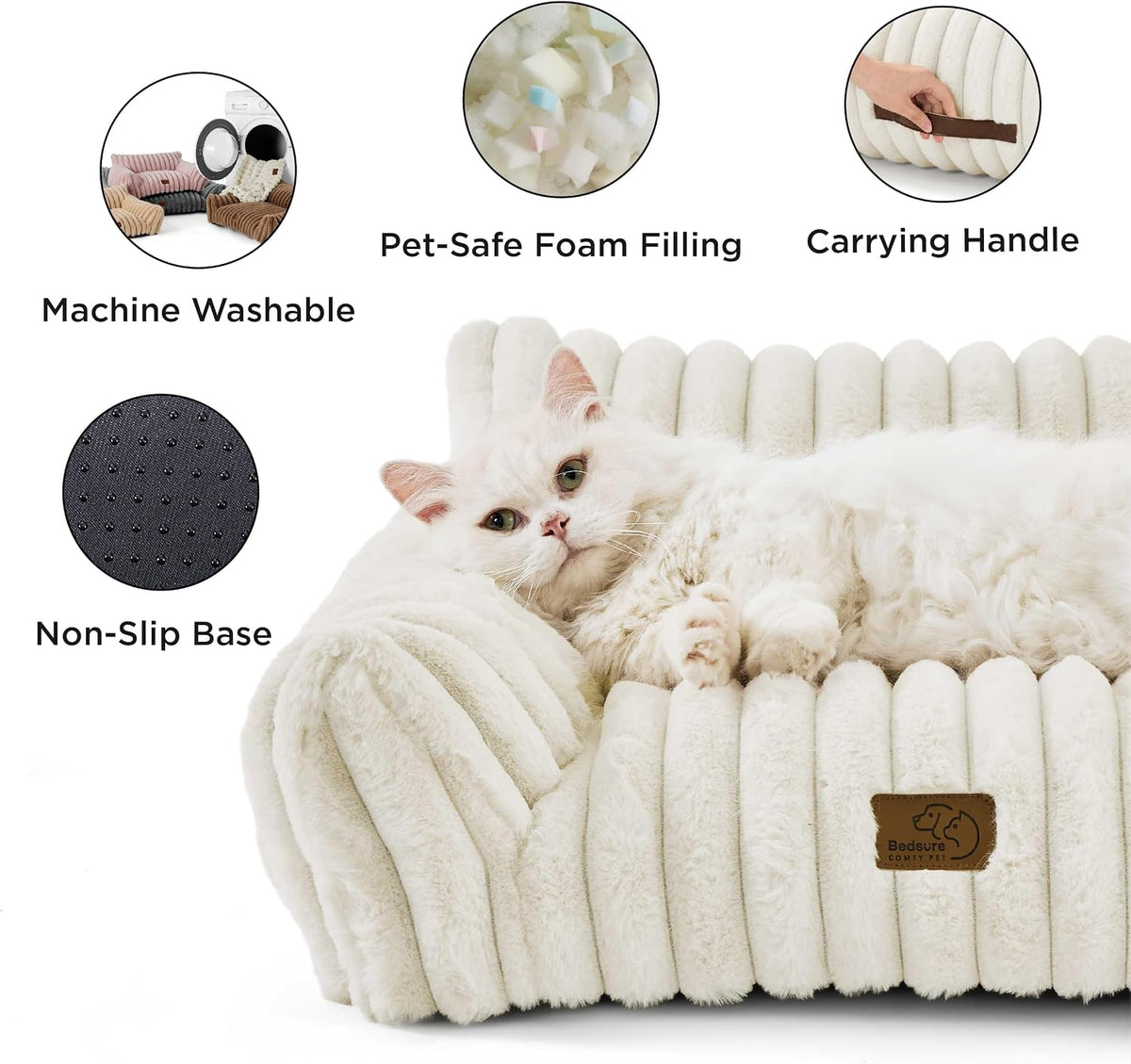 bedsure comfyfleece® shown on tv cute dog couch showing dimensions