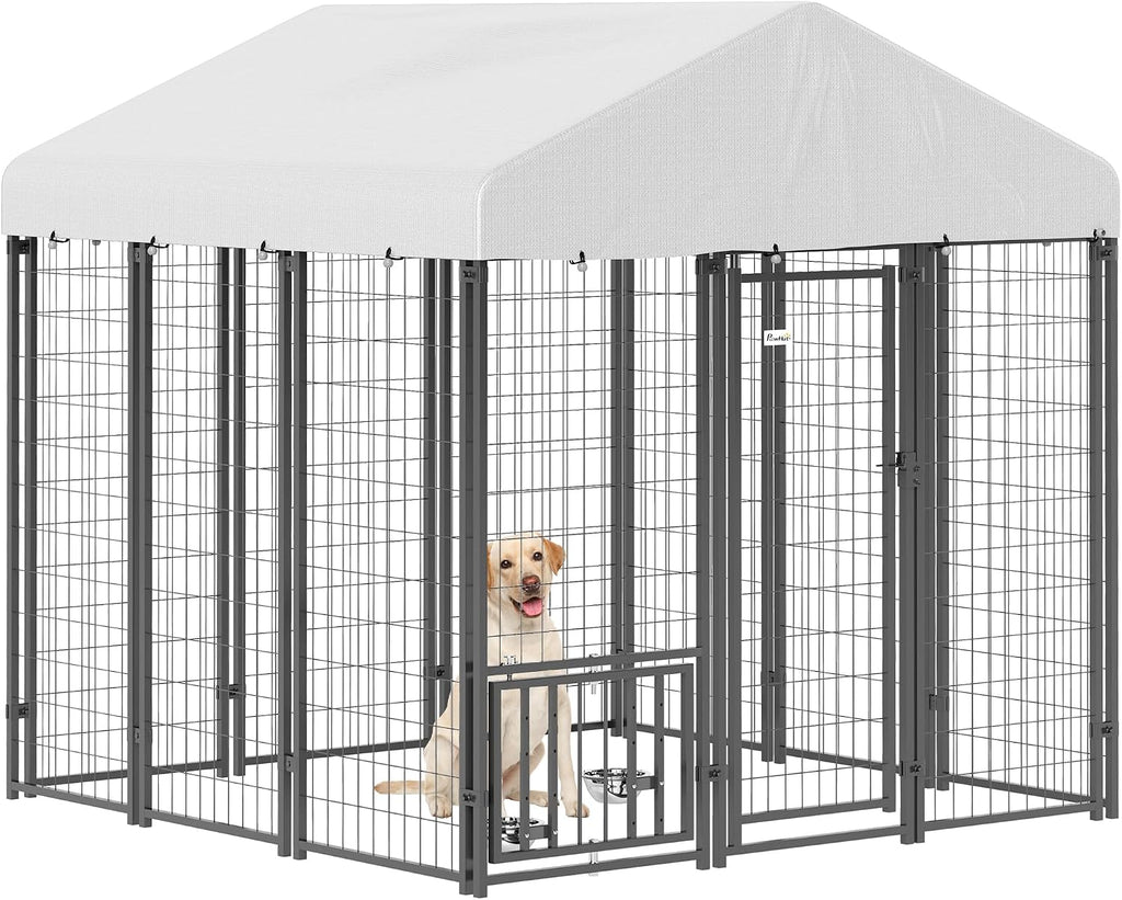 pawhut outdoor dog kennel with roof for s&m&l, main product view