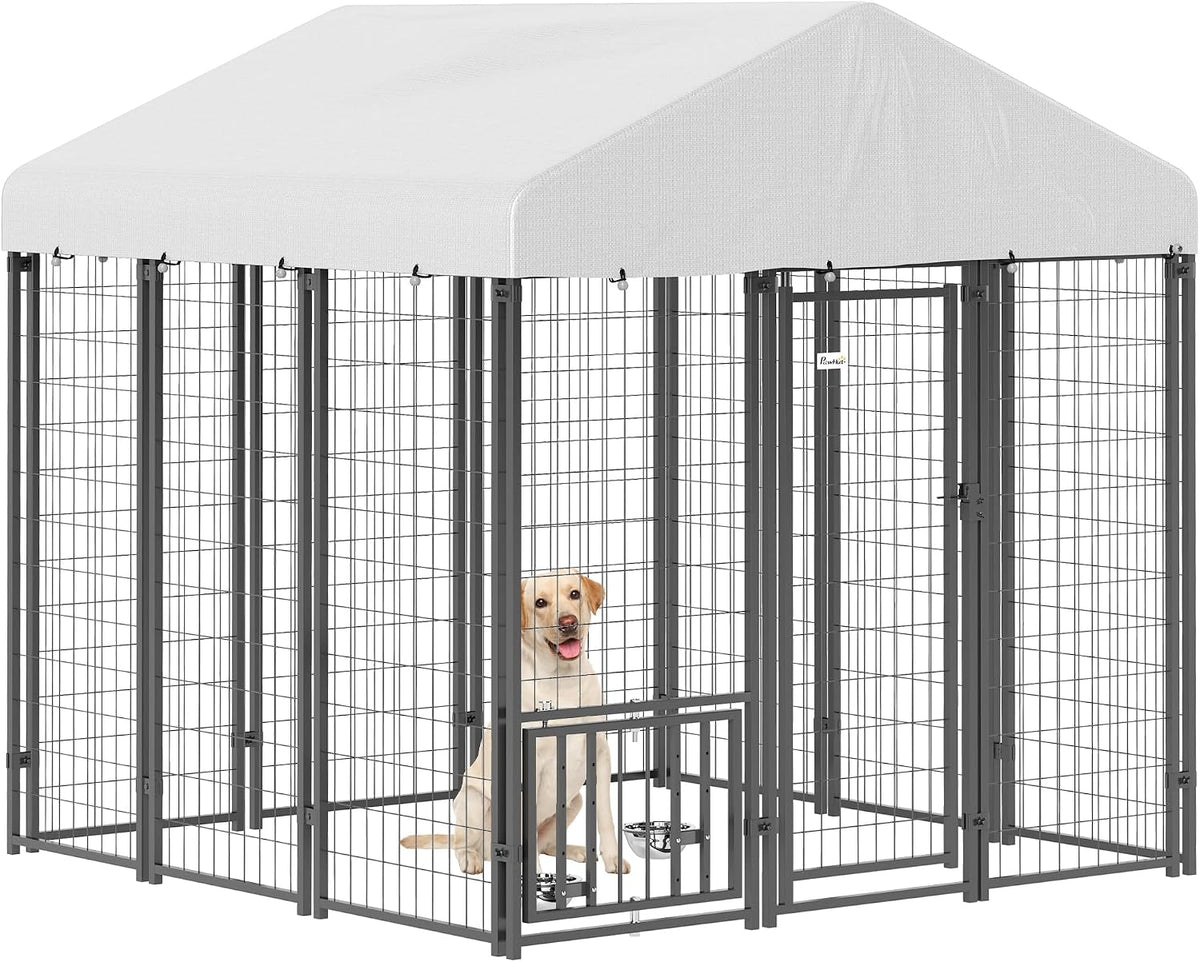 pawhut outdoor dog kennel with roof for s&m&l, main product view