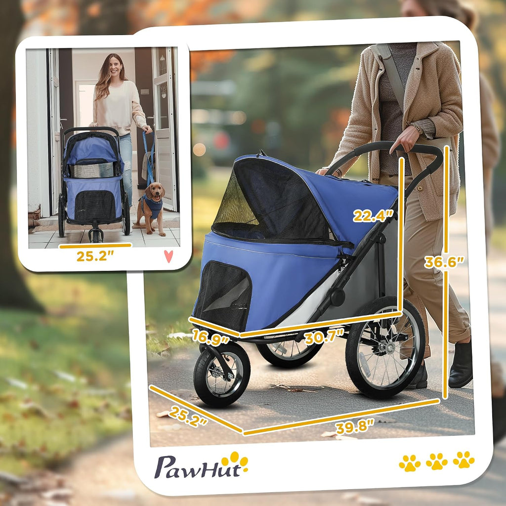 pawhut dog stroller easy one-hand fold for medium, close-up detail