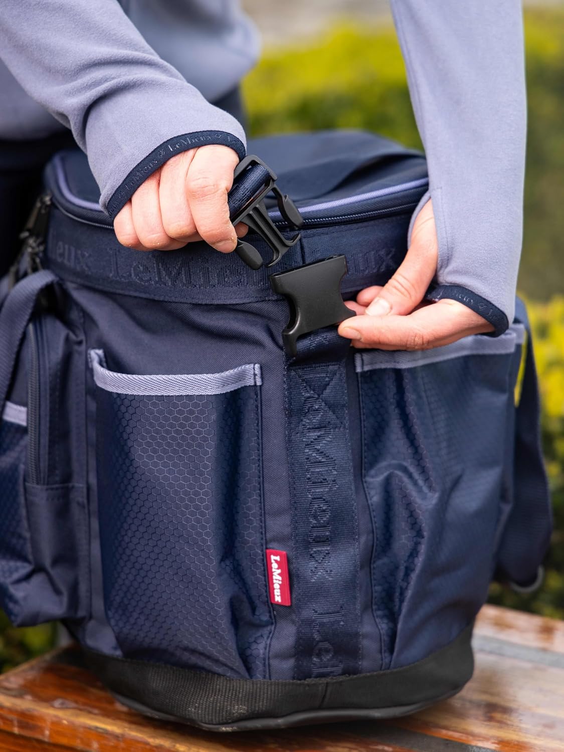 lemieux grooming bag - black or navy blue, side view