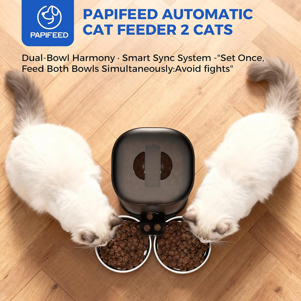 papifeed automatic cat feeder 2 cats, 7l large, close-up detail