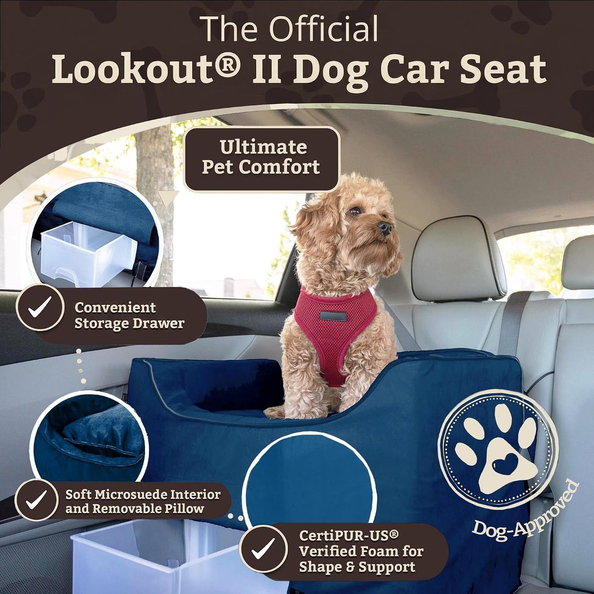 snoozer dog car seat for dogs up to shown in use