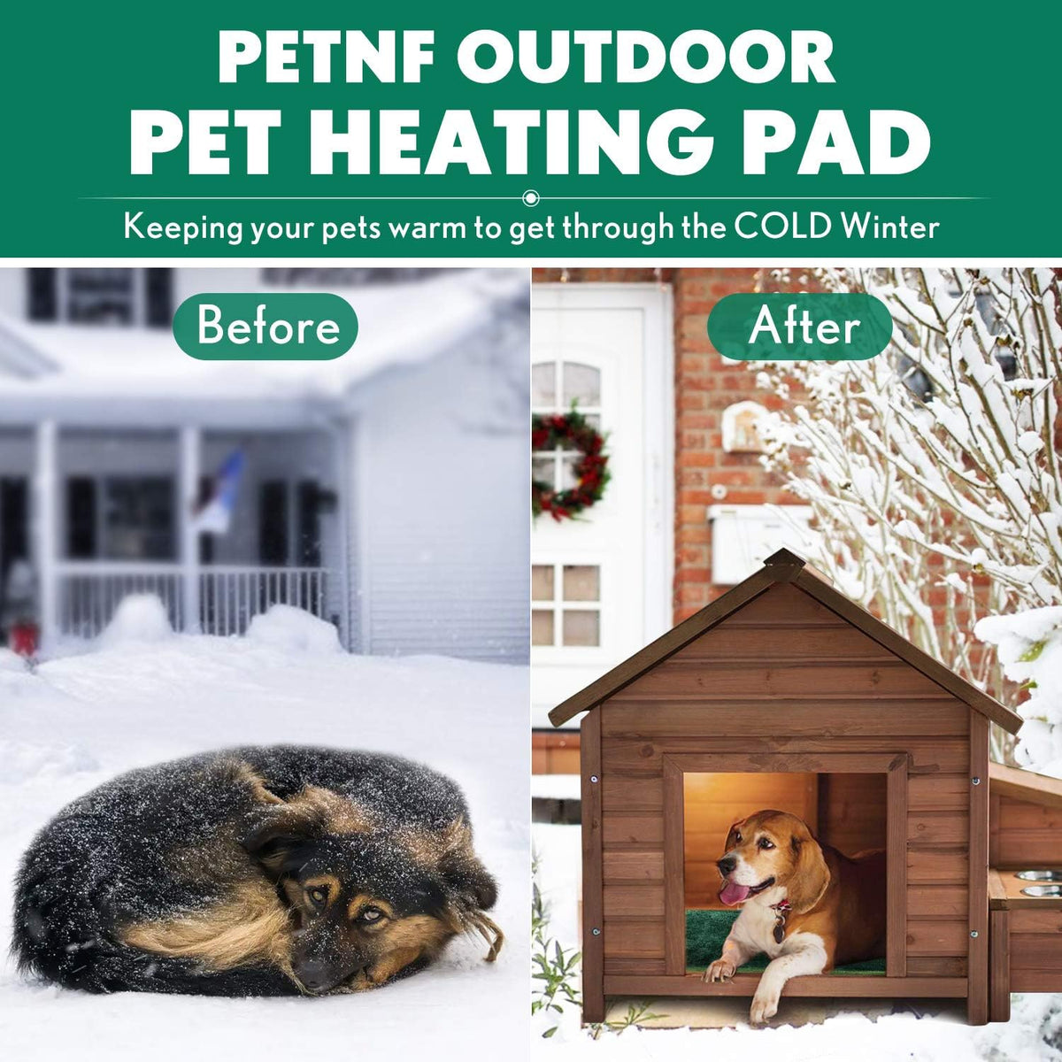 petnf outdoor heated pet bed with waterproof cover,pet, side view