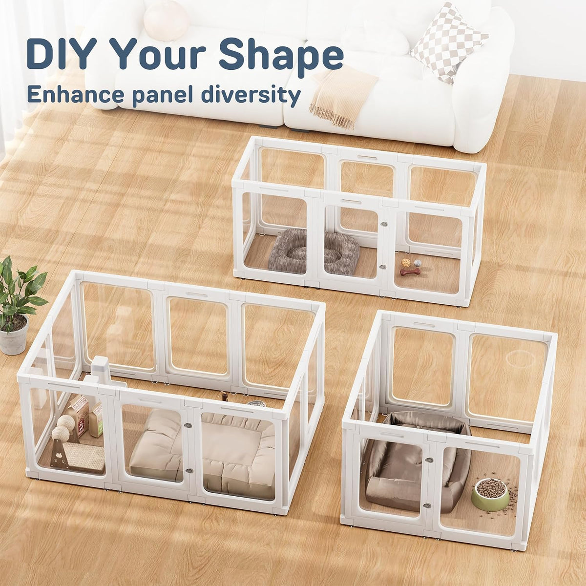 jalove acrylic indoor dog playpen for small and showing dimensions