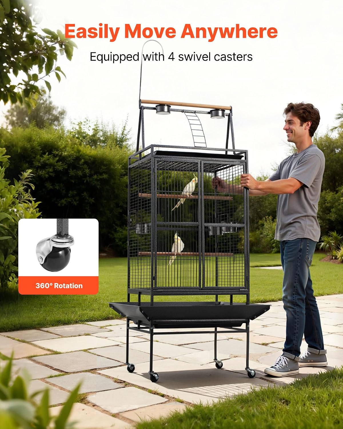 vevor bird cage, 32.7 x 31.1 x 82.7 showing dimensions